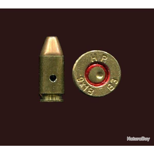 9 x 18 Ultra - Police Allemande - marquage : HP  9X18  83 - balle cuivre tronconique - �tui de 18 mm