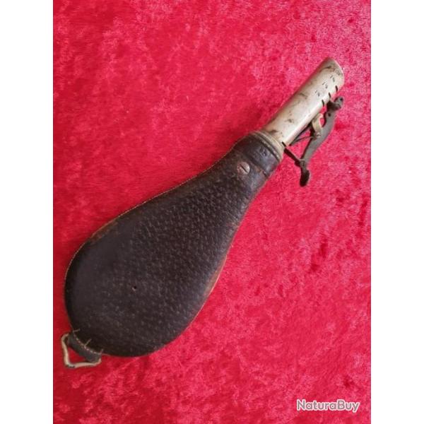 Poire �  plombs chasse cuir ancienne fabricant anglais
