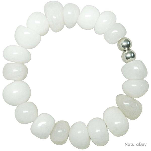 Bracelet en agate blanche - Perles roul�es 10 � 15 mm