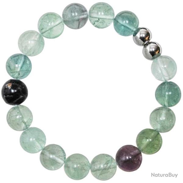 Bracelet en fluorite multicolore - Perles rondes 10 mm