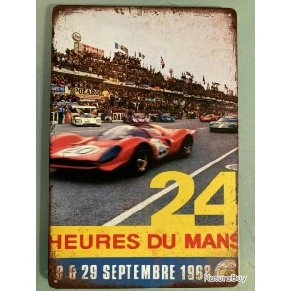 PLAQUE PUBLICITAIRE METAL 24 HEURES DU MANS 1968