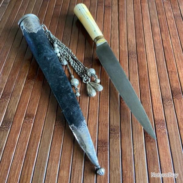 BEAU POIGNARD OTTOMAN IVOIRE LAME DAMAS WOOTZ XVlll �me