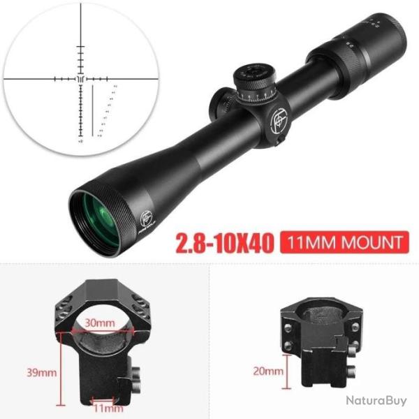 Lunette FIRE WOLF 2.8-10x40 Rticule Lumineux paiement 3 ou 4 fois sans frais LIVRAISON GRATUITE