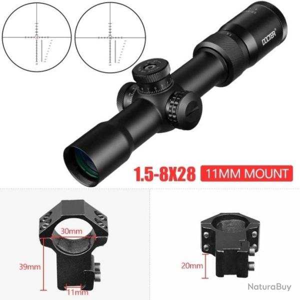 Lunette FIRE WOLF 1.5-8x28 Rticule Lumineux paiement 3 ou 4 fois sans frais LIVRAISON GRATUITE