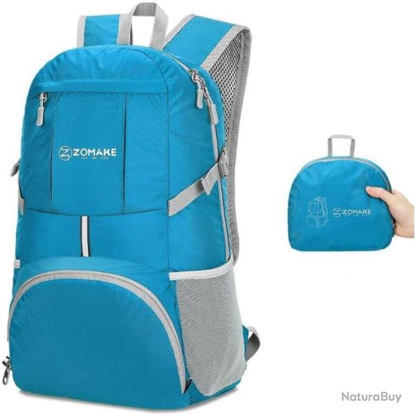 Sac  Dos 35L Impermable Pliable Lger Sports Randonne Trekking Pche Camping Escalade Bleu Clair