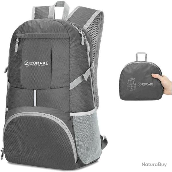 Sac � Dos Pliable L�ger 35L Imperm�able Sports Randonn�e Trekking P�che Camping Escalade Gris