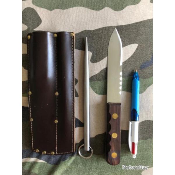 Rare couteau Green River Sheffield + Marlin spike aff�teur & �tui cuir