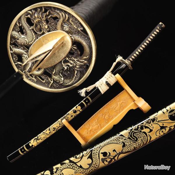 Sabre japonais style ancestral traditionnel- Vrai peau de raie -T10 avec hamon