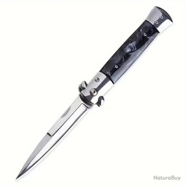 MINI COUTEAU DE POCHE DE SURVIE COULEUR BLEU/NOIR A MOTIFS - LIVRAISON GRATUITE