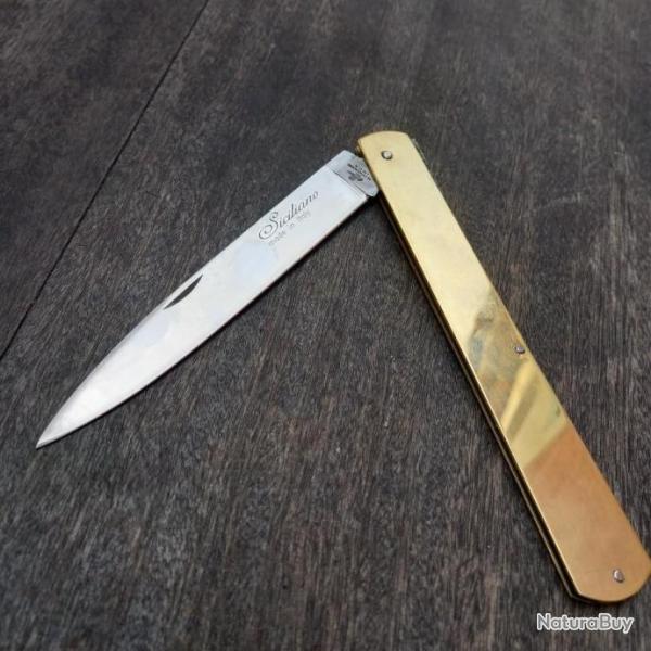 Tr�s Tr�s Grand Couteau Italien LE SICILIANO par M.FRARACCIO Manche en Laiton