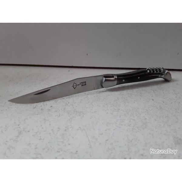 10150 COUTEAU PLIANT LAGUIOLE ANTAN 2P CORNE MITRE INOX MAT 12CM + TIRE BOUCHON NEUF