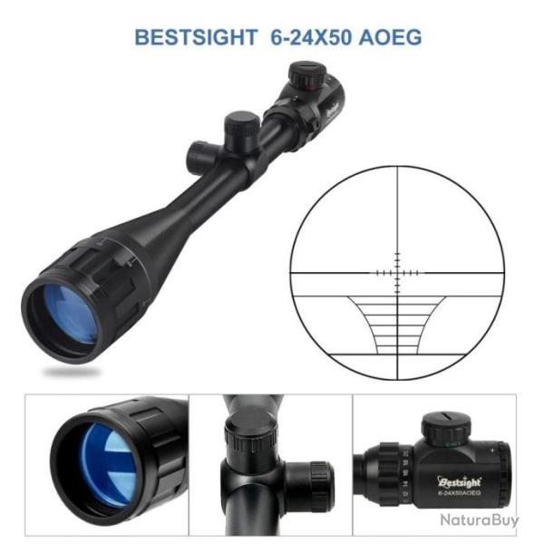 LUNETTE DE VIS�E LUMINEUSE ROUGE ET VERTE BESTSIGHT DE 6-24X50 AOEG NEUVE