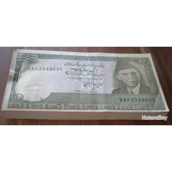 Liasse Pakistan 10 Roupies 1983 Agraphe Original Neuf Que Prix + Port
