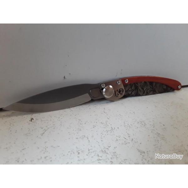 10155 COUTEAU PLIANT K2 DECORS MOTIF FLEUROT  MADE IN FRANCE NEUF