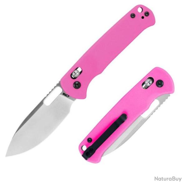 Couteau CJRB Hectare Pink Lame Acier AR-RPM9 Sand Polish Manche G10 Crossbar IKBS Clip J1935PNK