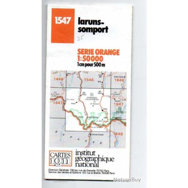 carte ign 1547 laruns-somport srie orange 1 cm pour 500 m