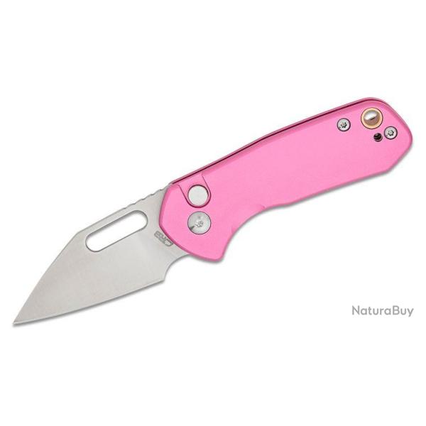 Couteau CJRB Mini Pyrite Pink Wharncliffe Lame Acier AR-RPM9 Sand Polished Manche Alu IKBS J1933PK