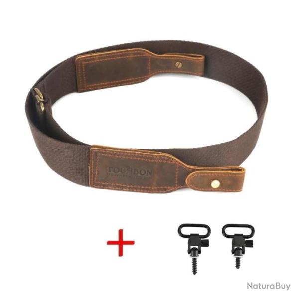 TOURBON SANGLE EN CUIR ET COTON POUR FUSIL AVEC 2 ATTACHES - LIVRAISON GRATUITE