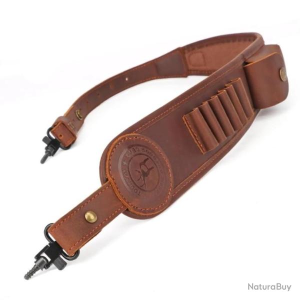 TOURBON SANGLE POUR FUSIL EN CUIR POUR 30.30 .308 30.06 AVEC 2 ATTACHES - LIVRAISON GRATUITE