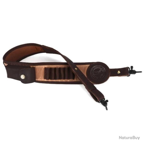 TOURBON SANGLE POUR FUSIL DE CHASSE MARRON AVEC 2 ATTACHES - LIVRAISON GRATUITE