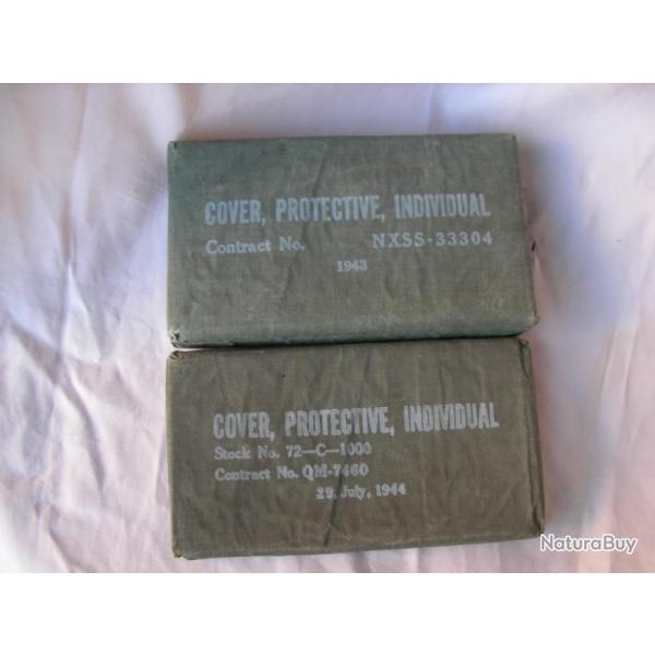 WW2 US LOT DE 2 COUVERTURE ANTI-GAZ MILITAIRE AM�RICAINE DAT�E 43/44 NAVY ET TROUPE R�F�RENC�E G.I.