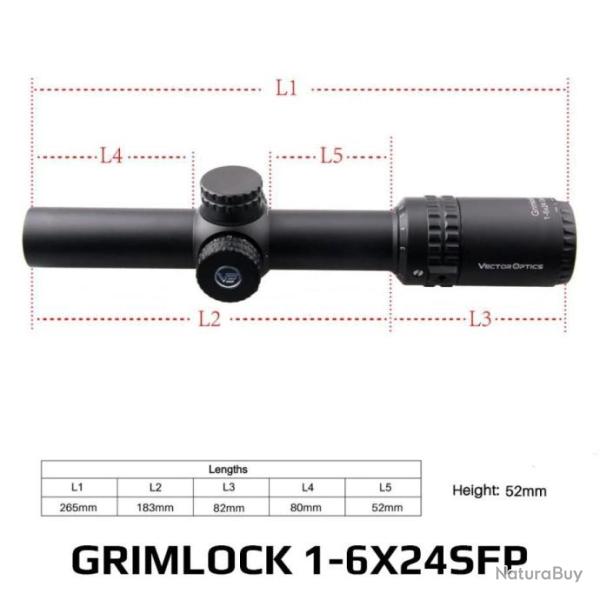 VECTOR OPTICS lunette de vise GRIMLOCK SFP 1-6X24 paiement en 3 ou 4 fois  - LIVRAISON GRATUITE !!