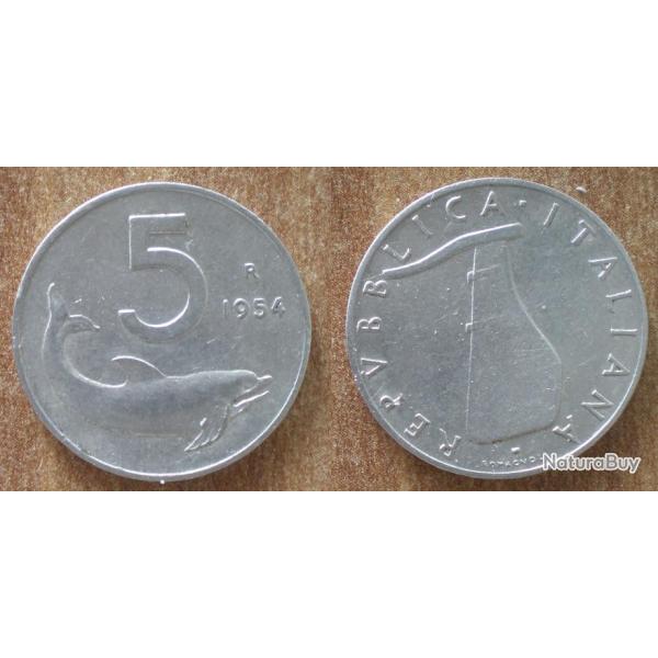 Italie 5 Lire 1954 Par Romagnoli Piece Lires