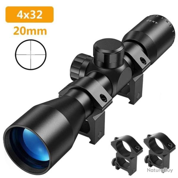 Lunette de vise AIRSOFT 4x32 TUBE 25.4MM COLLIER DE 20MM LIVRAISON GRATUITE !!