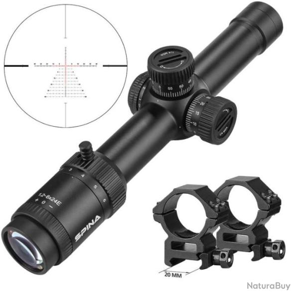 SPINA OPTICS LUNETTE DE VISEE 1.2-6X24 FFP COLLIER 20MM paiement 3 ou 4 fois LIVRAISON GRATUITE !
