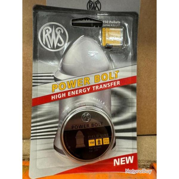 450 plombs RWS Power Bolt 0.92g, calibre 4.5 mm, 3 Boites