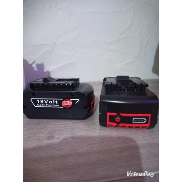 Lot de 2 batteries 18V 6000 mAh pour machine bosch Pro 18V NEUF