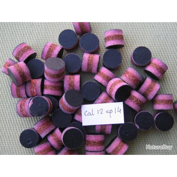 Bourres  2 feutres  et  1  li�ge  central  de  1�re  qualit�  calibre 12  hauteur  14 mm