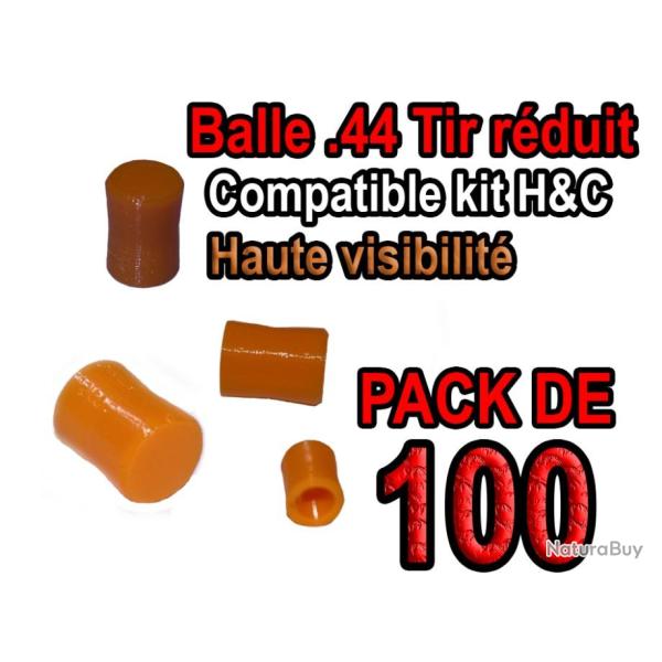 Balle tir r�duit .44 ogive compatible kit H&C haute visibilit� - Pack de 100