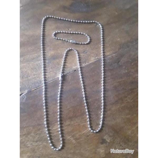 US Dog Tag WW2. Lot des 2 cha�nes pour plaques d'identit�.