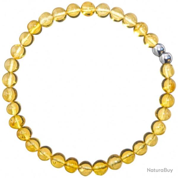 Bracelet en ambre miel - Perles rondes 5 mm