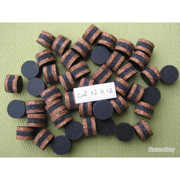 Bourres  2 li�ges  et 1 feutre  noir  central  calibre  12  1�re  qualit�  hauteur  12mm