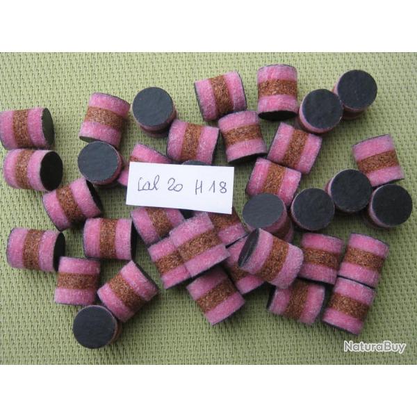 Bourres  2  feutres  rose  et  1  li�ge  central  calibre  20  1�re  qualit�  hauteur  18 mm