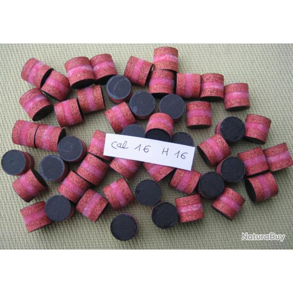 Bourres  li�ge  feutre  rose  et  li�ge   calibre  16  1�re  qualit�  hauteur  16 mm