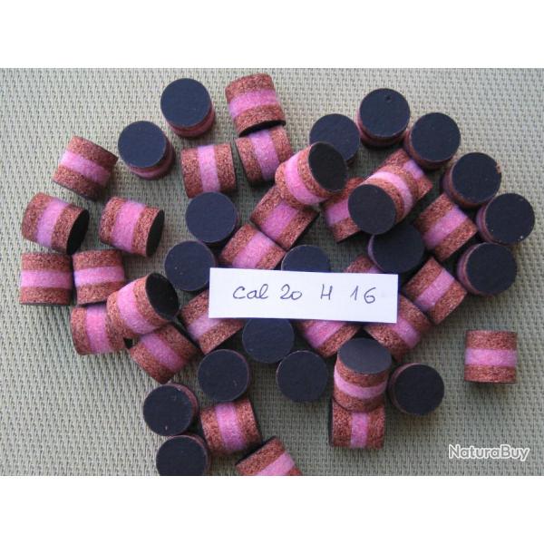 Bourres  2  li�ges  et  1  feutre  rose  central  calibre  20  1�re  qualit�  hauteur  16 mm