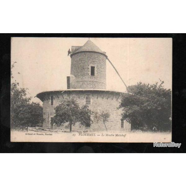 ploermel le moulin malakoff  carte postale ancienne , tampon militaire