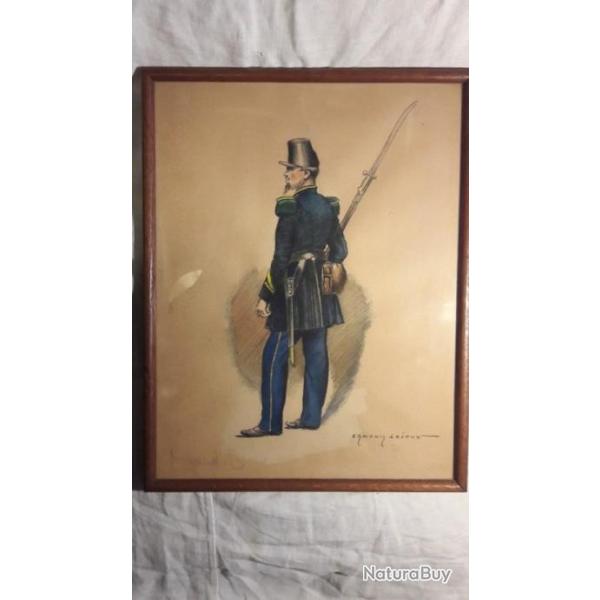 deux aquarelles militaires edmond lajoux peintre aux armes 1890/1960