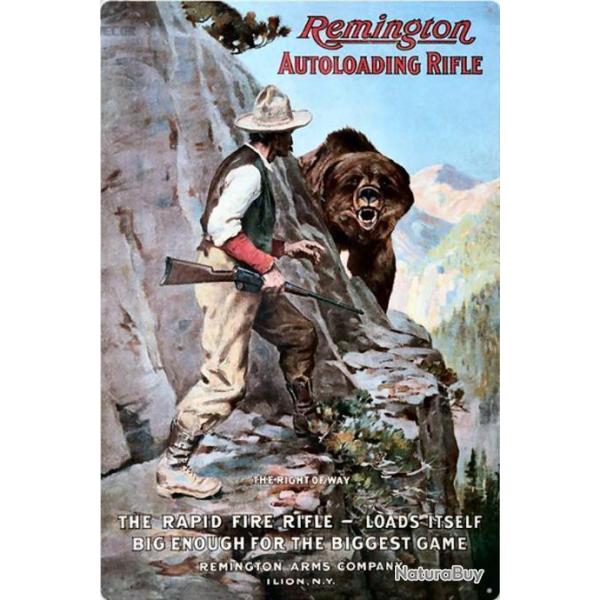 PLAQUE METAL REMINGTON AUTOLOADING RIFLE/OURS