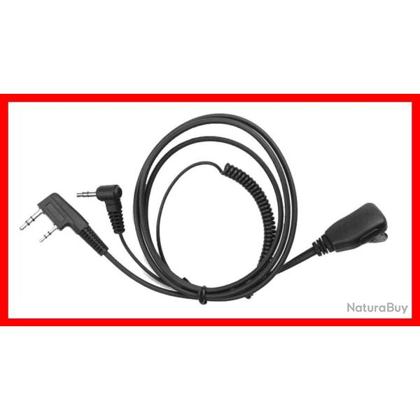 CABLE DE LIAISON TALKIE G9 - CASQUE PELTOR AVEC MICRO INTEGRE VERS CASQUE AVEC PRISE 2 PIN PELTOR