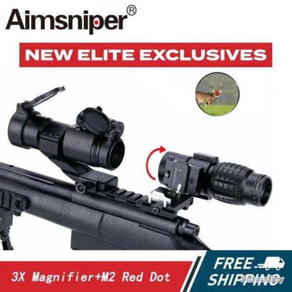 AIMSNIPER M2 VISEUR POINT ROUGE TACTIQUE + LOUPE 3X PAIEMENT EN 3 OU 4 FOIS - LIVRAISON GRATUITE !!