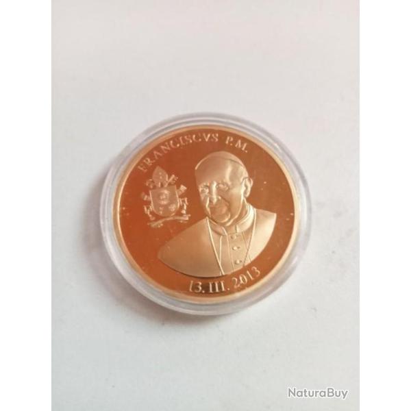 medaille franciscvs p.m. en plaqu� or en FDC, diam�tre 4 cm