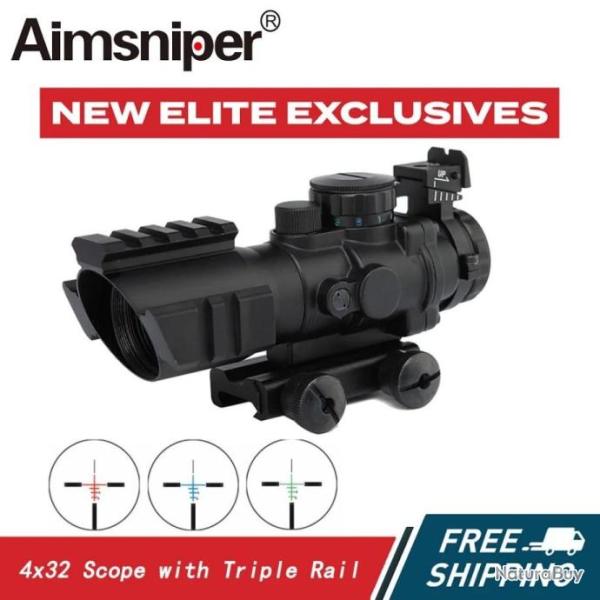 AIMSNIPER LUNETTE DE VISEE TACTIQUE LUMINEUX 4x32 PAIEMENT EN 3 OU 4 FOIS  LIVRAISON GRATUITE !!