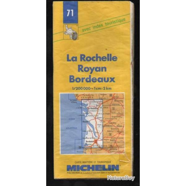 carte d�partementale michelin la rochelle royan bordeaux 71 1 cm = 2 km de 1993-94
