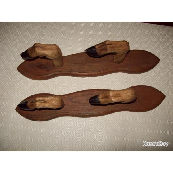 ratelier support porte fusil pattes de chevreuil 2 fusils