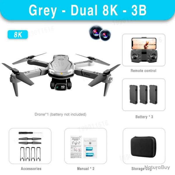 Drone Pro 8K GPS HD 5G 2 Cameras 5km -3 Batteries