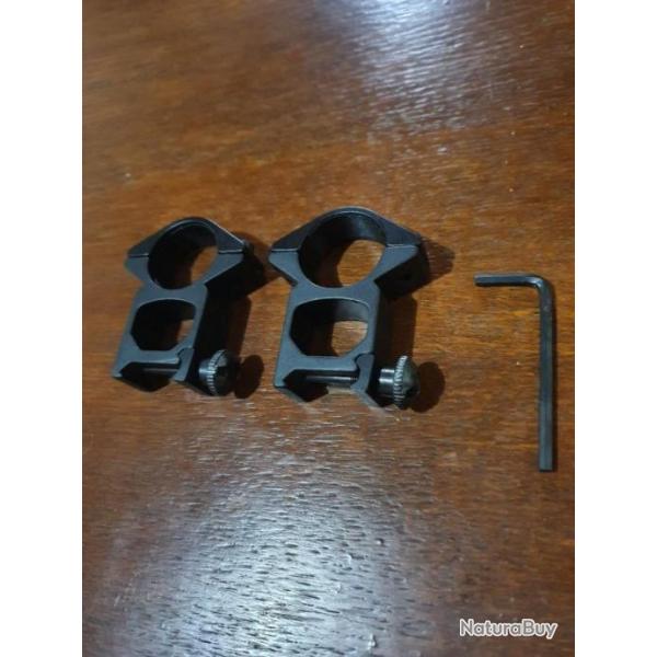 Colliers pour lunette de 25,4 mm sur rail de 22mm hauteur 40mm